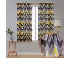 BAIVIT Gestreifte Voile-Vorhänge - 2 Panels, dekorative Gardinen Superweiche, halbtransparente Volant-Vorhänge, für Schlafzimmer,Schwarz,140x240cm