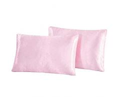 Warmiehomy Satin Kissenbezug, Seide Kissenbezug Kopfkissenbezug Kissenhülle knitterarm mit Reißverschluss Kissenbezüge aus hochwertige Satin Mikrofaser für Haar und Hautpfleg,Hellrosa,2 Stück