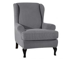 CHUN YI Ohrensessel Schonbezug Jacquard Elastische Sofaüberwurf Schutzhülle aus elastischem Sessel Husse für Ohrensessel (Hellgrau, Ohrensessel)