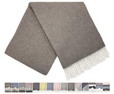 STTS International Kaschmir Decke Wolldecke Wohndecke 100% Wolle - Kaschmir - Mix 140 x 200 cm sehr weiches Plaid Kuscheldecke Faro (Hellbraun)