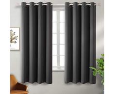 BGment Gardine Verdunklungsgardine Dunkelgrau 2 Stück Verdunkelungsvorhänge mit Ösen Vorhänge Blickdicht Monochrome Kälte- und Wärmeisolierung,137 x 117 cm