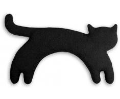 Leschi Wärmekissen löst Schulter- und Nacken-Verspannungen | für Mikrowelle und Ofen | Körnerkissen für Damen, Kinder und Babys | Katze Minina, schwarz