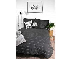 jilda-tex Biber Bettwäsche Modern Stripes 135x200 cm + 80x80 cm 100% Baumwolle Feinbiberbettwäsche Edelflanell (Anthrazit, 135 x 200 cm)