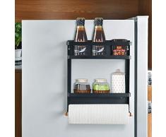 OIZEN Kühlschrank Regal Hängeregal für Kühlschrank Magnet Gewürzregal mit Ablage Küchenregal Küchen Organizer Aufbewahrung
