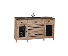 Loberon Spülenschrank Rawlings, Marmorplatte/Tannenholz, H/B/T ca. 86/150 / 62 cm, braun/anthrazit