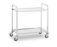 Royal Catering RCSW 2 Servierwagen Edelstahl 2 Böden Küchenwagen mit Rollen Edelstahlwagen