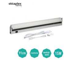 Oktaplex lighting LED Unterbauleuchte Schwenkbare Lampe Rota 90cm I Praktische Küchen-Beleuchtung 15W 1200lm LED Lichtleiste mit Schalter Aluminium Unterschrank-Beleuchtung Küche Neutralweiß 4000K