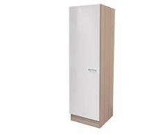 MMR Küchen-Hochschrank DERRY - Geschirrschrank - 1-türig - Breite 50 cm - Hoch 200 cm - Perlmutt Weiß