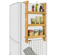 SoBuy KCR03-N Design Hängeregal für Kühlschrank Gewürzregal mit 3 verstellbaren Ablagen Küchenregal aus Bambus Natur BHT ca: 42x73x10cm