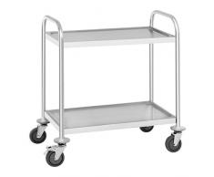 Royal Catering RCSW 2.1H Servierwagen Edelstahl Küchenwagen mit Rollen Transportwagen 2 Borde (Tragfähigkeit: 150 kg, Tablettabstand: 45,5 cm)