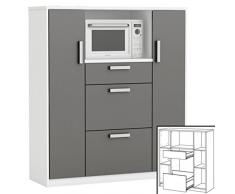 habeig moderner Küchenschrank #8540 weiß grau Miniküche Küchenzeile Küchenregal Schrank