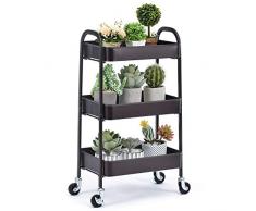 kingrack rollwagen, küchenwagen 3 etagen rollwagen Metall, allzweckwagen für Küche Bad Kosmetik, servierwagen mit Rollen Griffe, Regalwagen für Büro Salon, Keine Schraube, einfache Montage Kupfer