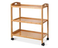 Yipianyun Bambus Rollwagen Küchenwagen Mit Rollen Servierwagen Küchenrollwagen Bad Küchenregal Küchentrolley Allzweckwagen Beistellwagen Küche,Beige