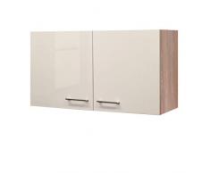 Flex-Well Hängeschrank NEPAL - Küchenschrank - 2-türig - Breite 100 cm - Creme glänzend/Eiche Sonoma