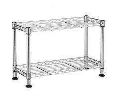 SONGMICS Gewürzregal für Küchentische, freistehendes Küchenregal mit 2 Ebenen, Küchen-Organizer für Gewürzgläser, Flaschen und Dosen, Metallregal, bis 40 kg belastbar, 40 x 15 x 26,5 cm LGR21SV