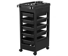 Yaheetech Friseurwagen Arbeitswagen Rollwagen Stapelboy, mit 5 Schubladen Schwarz