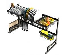 TSDS Geschirrregal, Multifunktions-Lagerregal Spülbeckenregal Schwarz Schmiedeeisenregal