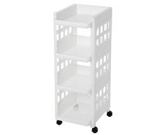 SONGMICS Rollwagen Rollregal aus Kunststoff PP Allzweckwagen platzsparend für Küche Bad Aufbewahrung Küchenwagen Küchenregal mit Rollen Badregal Badwagen KSC02WT