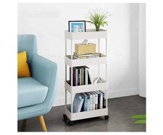 YOOKEA Aufbewahrungswagen Servierwagen Rollwagen mit 4 Ebenen Küchenregal mit Rollen Beistellwagen für Wohnzimmer, Küche, Büro (Weiß)