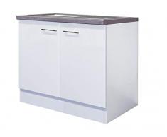 Smart Möbel Komplettspüle 86 cm mit 100er Unterschrank Weiß - Nawa