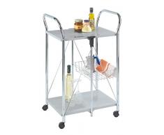 WENKO 900060100 Beistell- und Küchenwagen Sunny - zusammenklappbar, Ablagekorb, Chrom, 60 x 90 x 44 cm, silber