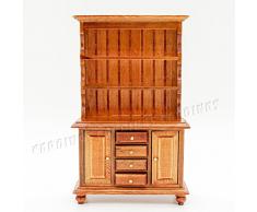 Odoria 1/12 Miniatur Möbel Buffetschrank Küchenregal Holz Braun Für Puppenhaus Möbel Zubehör