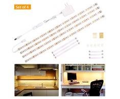 LED Unterbauleuchte Schrankleuchte,Heller Lichtleiste mit Schalter,LED-Küche unter Schrankbeleuchtung,für Regale,Vitrinen,Küchenlampen 12V Adapter 1100 LM 2700K 2m warmweiß，Energieklasse A+，4er Set