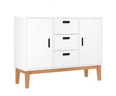 HOMECHO Sideboard weiß Küchenschrank Buffetschrank mit 2 Türen und 3 Schubkasten Anrichte Beistellschrank Kommode Schrank 100x75,5x33cm(B x H x T)