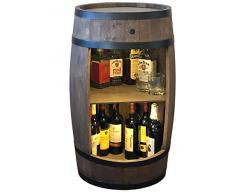 weeco Bar Schränk LED. Weinregal, Weinschrank im Retro Stil. Höhe 81cm. Fass mit Massivholz