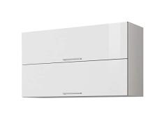 LIVATHA Küchen-Klapphängeschrank MÜNCHEN - Oberschrank - 2-türig - Breite 100 cm - Hochglanz Weiß