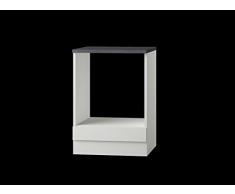 idealShopping GmbH Herdumbauschrank mit Arbeitsplatte U634-9 in weiß glänzend