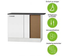 MMR Eck-Unterschrank Küche DALLAS, Eckschrank, 1-türig, 110 cm breit, wechselseitig montierbare Tür, Weiß