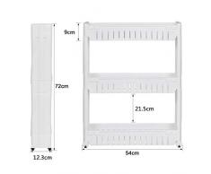 Flyelf Küchenregal,Nischenregal Mit Rollen Aufbewahrung,Ordnungswagen Weiß,3 Ablagen (54cm x 12cm x 71cm)