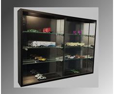Sammlervitrine Glasvitrine Sammelvitrine Hängevitrine Vitrine Schwarz Spiegel Schaukasten Glasboden 375 x 70 x 4 mm
