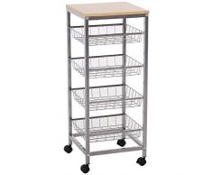 HOMCOM Servierwagen Küchenwagen Küchentrolley Beistellwagen Rollwagen Küchenrollwagen rollbar