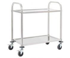 vidaXL Servierwagen Küchenwagen Küchentrolley Transportwagen Rollwagen Teewagen Beistellwagen 2 Etagen 107x55x90 cm Edelstahl 4 Lenkrollen