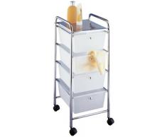 WENKO 16612100 Rollwagen Messina mit 4 Schubladen - Badwagen, Haushaltswagen, Stahl, 33 x 80.5 x 39 cm, Chrom