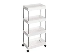 SONGMICS Rollwagen mit 4 Ebenen, Küchenwagen, auf Rollen, platzsparendes Küchenregal und Badregal, für die Küche, das Büro und das Badezimmer, 40 x 22 x 86 cm, weiß KSC10WT