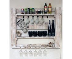 Holz Küchenregal für Gewürze Shabby weiß fertig montiert