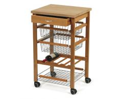 Arredamenti Italia Küchenwagen Arturo, Holz - 3 Körbe - Schublade - Farbe: Kirsche Holz AR-It il Cuore del Legno