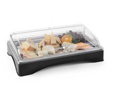 HENDI Buffet-Vitrine, gekühlt, set mit Kühlakkus, ABS Kunststoff Gehäuse, Edelstahl Serviertablett, Rolltop-Haube aus Polykarbonat, GN 1/1, 555x357x(H)175mm