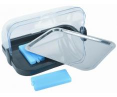 APS Buffetvitrine – Beidseitig aufklappbare, transparente Rolltophaube, eine Schale, EIN rostfreies Edelstahl-Tablett, sowie Zwei Kühl-Akkus – Made in Germany