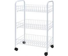 Spetebo Metall Küchenwagen in weiß - Beistellwagen mit 3 Ablagen - Haushaltswagen Küchentrolley Etagen Rollwagen