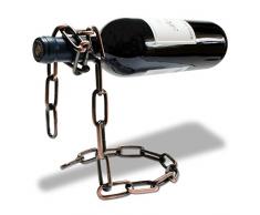 Grinscard Weinflaschenhalter Ketten Design - Kupferfarbig, Metall - Weinständer Wein Aufbewahrung und Präsentation