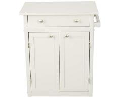 AmazonBasics – Klassischer Küchenwagen mit Kabinett, aus massivem Kautschukholz, rustikales Weiß