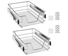 UISEBRT 2x Küchenschublade Teleskopschublade 50cm - Küchenschrank Schrankauszug Schlafzimmerschränke Korbauszug Vollauszug (50cm)