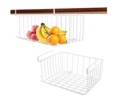 Hängekorb Metall, Hängekorb Regal, Regal Ablagekorb Schrankkorb Regaleinhängekorb Unter Schrank Lagerung Aufbewahrungs-Korb für Küchenschränke Küche Speisekammer Kleiderschränke 2 Stück