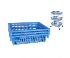 amara-global Küchentrolley Küchenregal Obstregal Küchenwagen Küchenschrank Rollwagen Küche (3 körb, Blau)