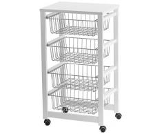 Arredamenti Italia 515 GINGERONE Küchentrolley, Buche massiv, weiß lackiert, 46 x 83 x 33 cm