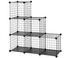 SONGMICS Steckregal aus Drahtgitter individuell aufstellbar Cube Sideboard Regalschrank 93 x 31 x 93 cm Schwarz LPI111H